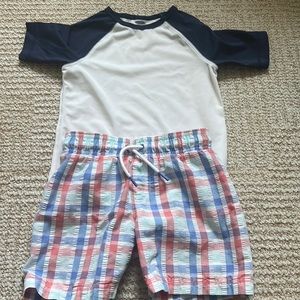 Boys swim trunk and rash guard pairing